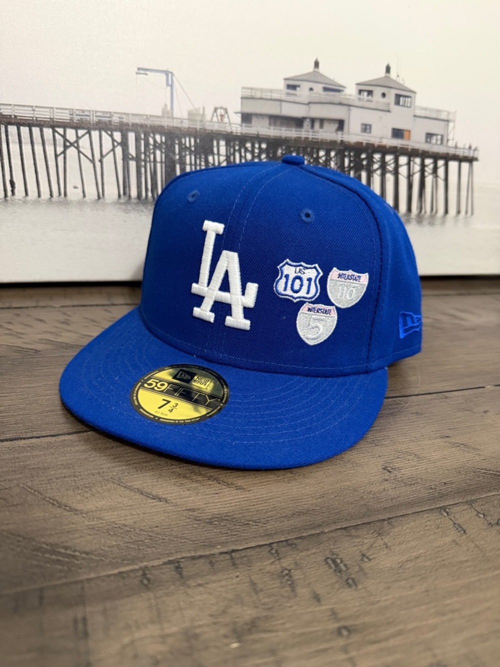 New Era Los Angeles Dodgers Blue Fitted Hat with White LA Patch 7 3/4